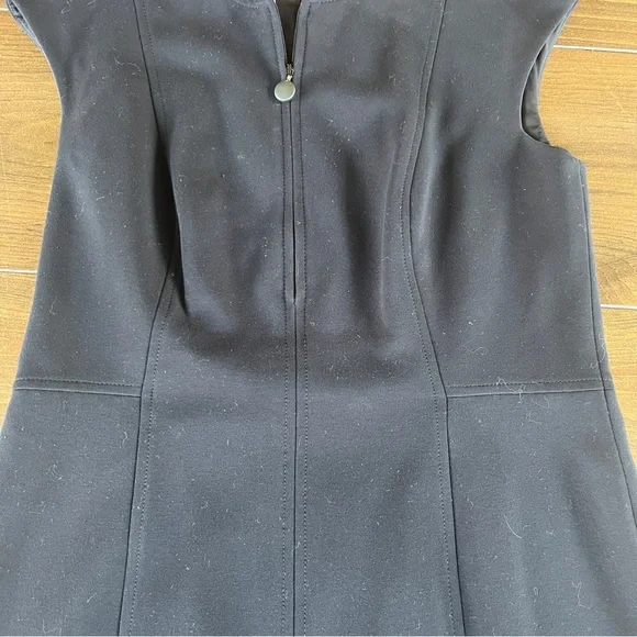 Akris Punto Black Jersey Zip Front Cap Sleeve Dress - Picture 3 of 8